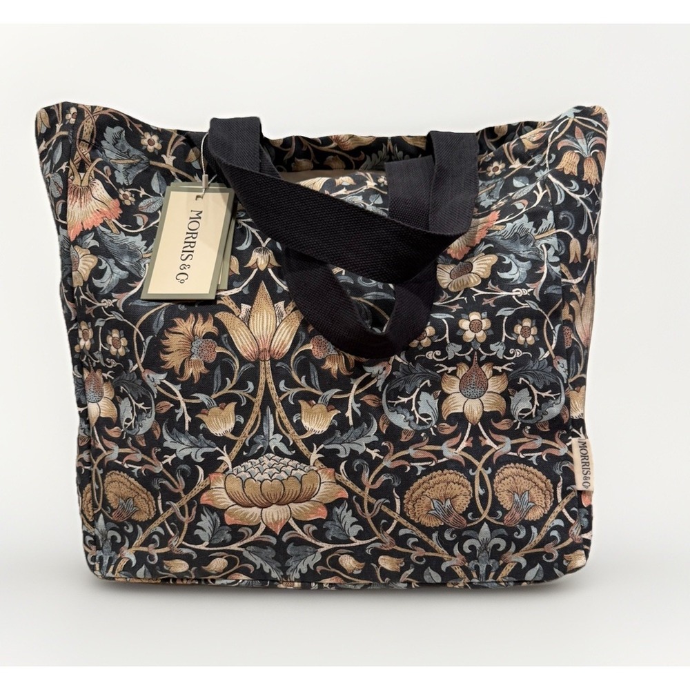 NWT MORRIS & Co. COTTON CANVAS FLORAL SHOPPING TOTE BOOK BAG‎ 16in TALL - Picture 2 of 9
